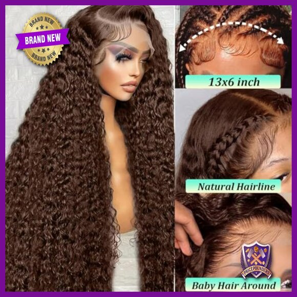 13x6 HD Lace Front Wig 180% Density Deep Wave Human Hair 24 Inch main image 5